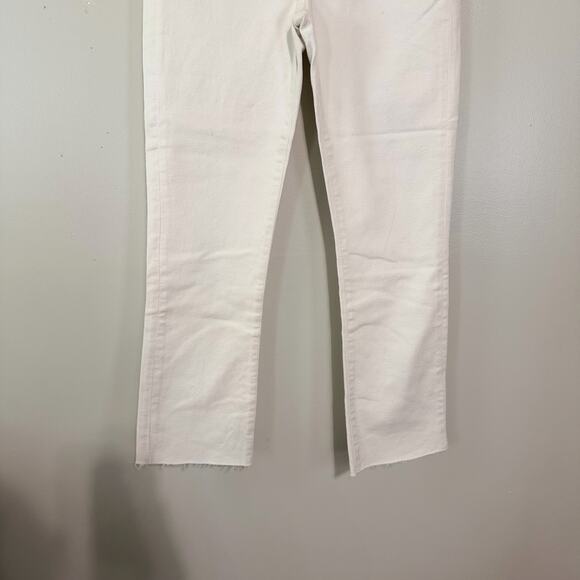 Veronica Beard White Carly Kick Flare High Rise Jeans Raw Hem Stretch Size 27 - Picture 13 of 13